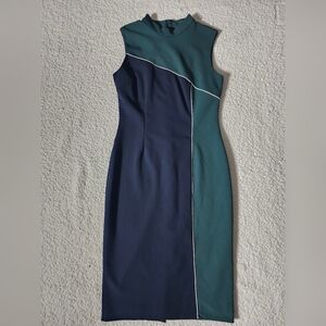 JSE Colorblock High Neck Midi Dress Size M